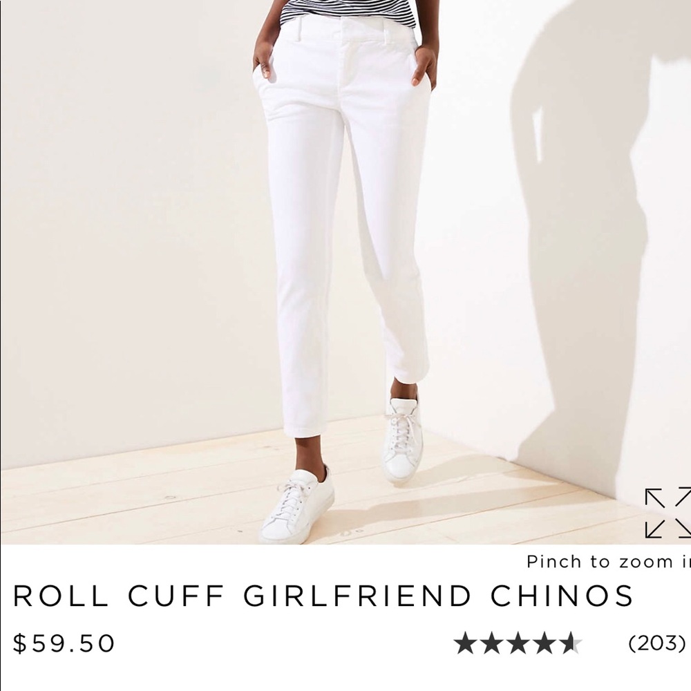 NWT LOFT Chino White Roll Cuff Pants 00P